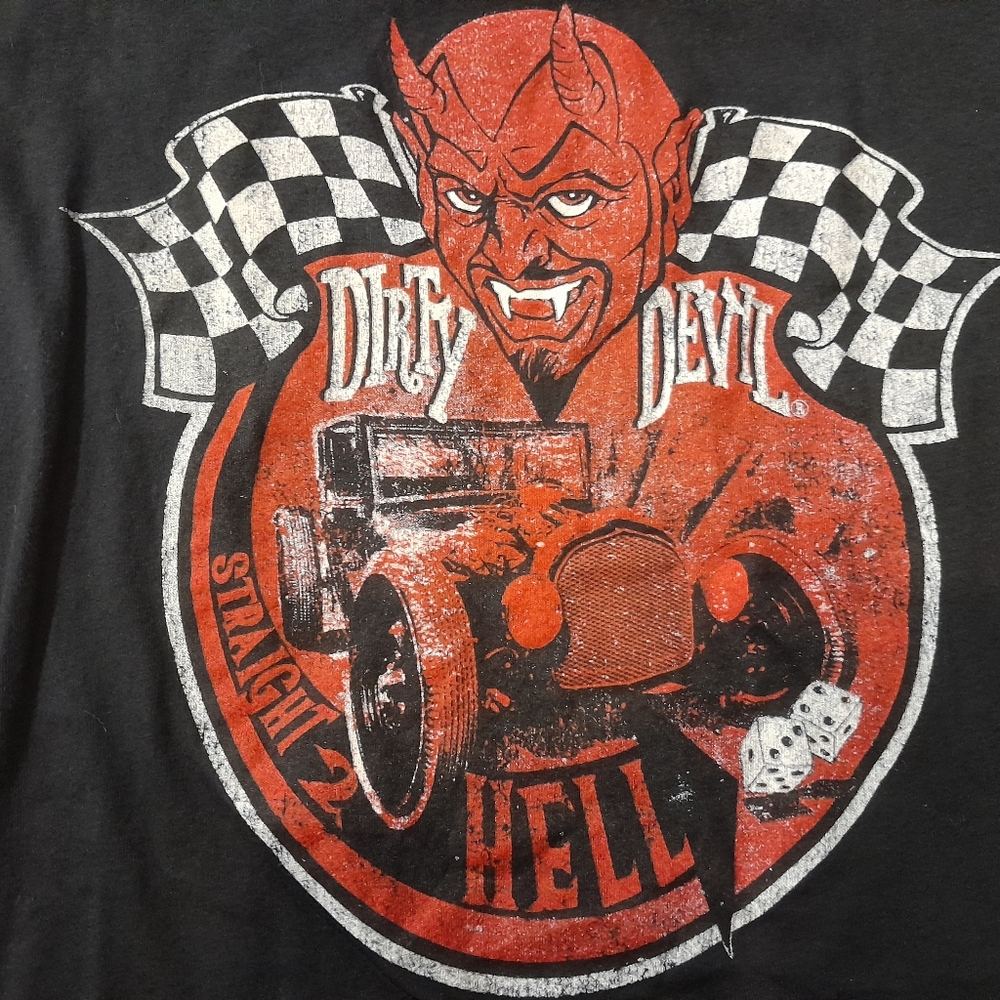NWT VINTAGE Dirty Devil Straight to Hell T-Shirt Womens Small Y2K DEADSTOCK